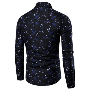 เสื้อเชิ้ตแขนยาวทรงสลิมฟิตขนาดใหญ่พิมพ์ลายบล็อกสีเสื้อแฟชั่นลำลองสำหรับผู้ชาย - Product Image 2