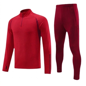 Men's 2 Piece Athletic Tracksuit Set Blue Half-Zip <b>Top</b> With Purple Accents And <b>Navy</b> Jogger Pants Autumn Sporty Fit - Product Image 3