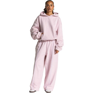 ชุดเซ็ตแทรคสูทผู้หญิง 2 ชิ้น สีชมพู ทรงโอเวอร์ไซส์ ผ้าฝ้ายคุณภาพสูง 100% เป็นมิตรต่อสิ่งแวดล้อม ล้างสีแบบแอซิดวอช พิมพ์ลาย มีฮู้ด ทรงหลวม พร้อมยางยืด - Product Image 1