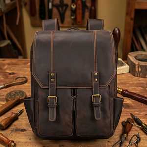 Mochila de Cuero Genuino Personalizada al por Mayor, Bolso para Portátil de Piel de Vaca Vintage para Hombre, Mochila de Viaje de Gran Capacidad Co LBK-0128 - Product Image 2