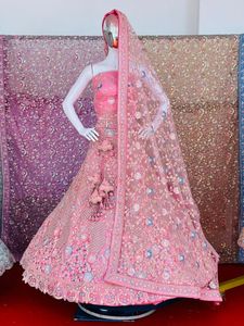 Dazzling Diva Elegant Bridal Gown for Adults Full Heavy <b>Net</b> Dupatta Embellished with Diamonds and Zarkan Stones Dress <b>Fabric</b> - Product Image 6