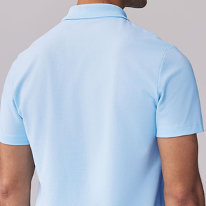 Polo de Algodón Azul Claro para Hombre, Manga Corta, Corte Regular, Color Sólido Informal, Tejido de Punto Transpirable - Product Image 5