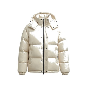 Hooded Quilted Waterproof <b>Bubble</b> Jacket Black Full Sleeve Winter Windproof Cotton Shell Knitted Fabric Polyester Filling Stand - Product Image 2