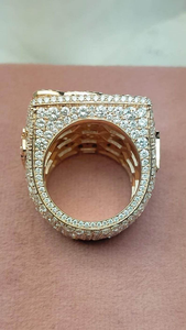 Bague Moissanite Iced Out motif feuille en or rose pavé, bague statement, bijoux de luxe hip-hop pour homme, cadeau audacieux et tendance, design chic - Product Image 3