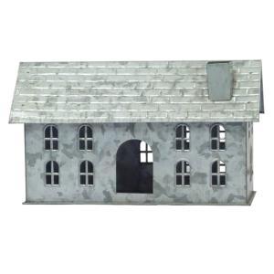 Portavelas de metal estilo casa de pueblo, superventas, con ventanas detalladas, soporte rústico para velas votivas de granja - Product Image 1