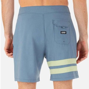 Shorts de Baño Azules con Cordón Ajustable y Rayas Laterales Verde Claro, Secado Rápido, Cintura con Cordón, Traje de Baño Informal - Product Image 2