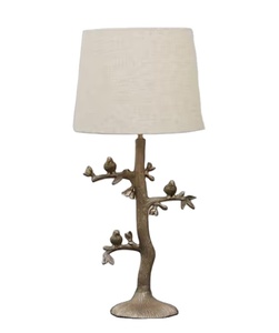 Lámpara de Mesa Estilo Rústico con Diseño de Rama de Árbol y Pájaro, Pantalla de Tela |   Lámpara Decorativa Simple para Uso en Hoteles |   Bombilla E26/E27/B22 para Iluminación del Hogar - Product Image 1