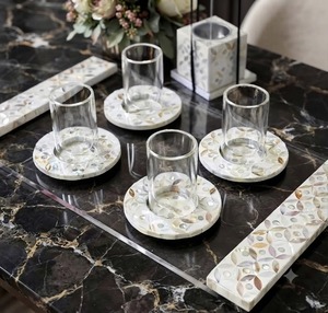 Plateau de service naturel en acrylique avec incrustations de nacre et de résine, pour hôtels et restaurants, articles de cuisine CMC-TR-650d - Product Image 1