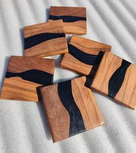 UNIQUE DESIGN EPOXY WOOD RESIN <b>COASTER</b> for Coffee Tea Drink Wooden Customize Square Round Tea Cup - Product Image 2