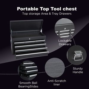 8-Drawer <b>Rolling</b> <b>Tool</b> Chest Detachable 2-in-1 Top <b>Tool</b> Box Liner Lockable Wheels & Side Hooks with Storage Lock - Product Image 3