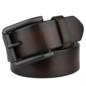 Nouvelle conception Ceintures en cuir à boucle en acier Vente en gros Ceintures de luxe personnalisées pour homme Ceintures vintage en cuir de vachette Ceintures pour homme en cuir véritable durables - Product Image 5