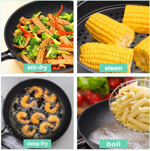 Wok antiadherente de calidad premium con tecnología de calentamiento rápido, cuerpo duradero y superficie lisa para una mejor liberación de alimentos y limpieza. - Product Image 5