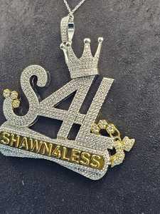 จี้เพชรโมอิสซาไนต์ VVS แบบกำหนดเอง พร้อมตัวอักษรและโลโก้  ทำจากเงินแท้ 925 สไตล์ฮิปฮอป สองสี  จี้ห้อยคอแบบกำหนดเองได้ - Product Image 3