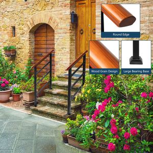 Ringhiere in Legno Massello per Scale Esterne, Ringhiera in Ferro Battuto con Gradini in Cemento per Sostituzione Portico 80617397 - Product Image 3