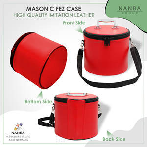 Deluxe Machine Embroidered Masonic Fez Case (RED) Imitation Leather Lightweight Comfortable Freemasons <b>Hat</b> Storage Carrying <b>Box</b> - Product Image 3