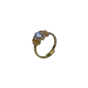 Anillo de Plata de Ley 925 Chapado en Oro con Turmalina Rosa y Topacio Blanco para Mujer, Joyería para Bodas - Product Image 5