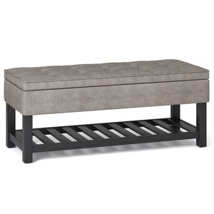 Cosmopolitan Distressed Grey Taupe Open Bottom <b>Storage</b> Ottoman Bench <b>Stools</b> & Ottomans Product Category - Product Image 1