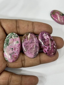 Thulite rose naturelle, pierres précieuses en vrac, cabochons de forme ovale, lot de 10 pièces, 95g, fournisseur en gros de pierres précieuses en vrac pour les acheteurs chinois - Product Image 1