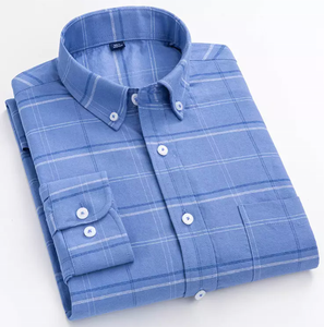 Chemise de travail à manches longues pour homme, coupe classique, couleur unie, tissu tissé 100% coton, vert, vêtements décontractés - Product Image 3