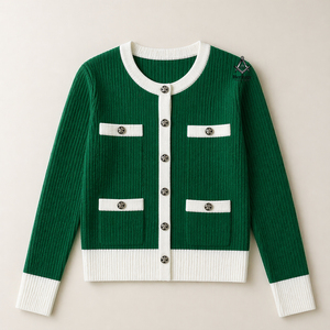 HMR เสื้อสเวตเตอร์ถักมีกระดุมแบบถักสำหรับสตรีในมหาวิทยาลัย - Product Image 1