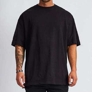 Custom <b>Neutral</b> High Quality 100% Cotton Knitted Short Sleeve Oversized Drop-shoulder Fitness Sport T-shirt Screen <b>Printed</b> Men's - Product Image 6