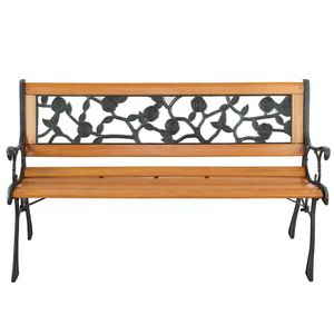 49\" Antique Rose Style Love Seat Garden <b>Bench</b> Patio Porch Chair Deck Hardwood Cast Iron Outdoor <b>Bench</b> with Steel <b>Wood</b> Material - Product Image 3
