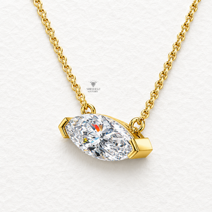 Collar de Joyería con Diamante Cultivado en Laboratorio Personalizado, Corte Marquesa con Puntas en V, para Mujer, Oro de 18k, Colgante de Lujo con Certificado IGI - Product Image 4
