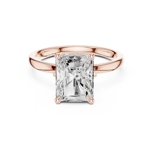 Anillo Solitario Contemporáneo con Diamante Redondo Brillante de 2 Quilates Cultivado en Laboratorio, con Cabeza de Collet, Cesta de Loto y Engaste de Oro Personalizado con Pavé - Product Image 1