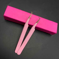 Pince à épiler de précision durable en acier inoxydable à pointe incurvée, outil d'isolation des cils, longueur 10 mm, emballage inclus pour