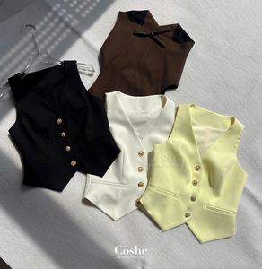 Coshe Kylie Top Chaleco sin Mangas con Cuello en V Estilo con Tela de Sarga Suave Fácil de Combinar Elegante Traje Casual de Oficina para Mujer Elegante - Product Image 4