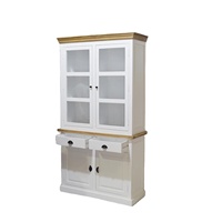 Meuble de rangement de cuisine en bois massif de couleur personnalisée, style européen traditionnel, avec tiroirs et porte vitrée, pour salon