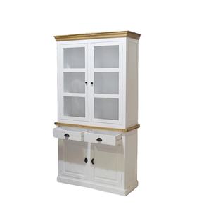 Gabinete Vaisselier de madera de Color blanco tradicional europeo, cajón de almacenamiento de cocina, exhibición de puerta de vidrio para sala de estar, oficina, hogar - Product Image 2