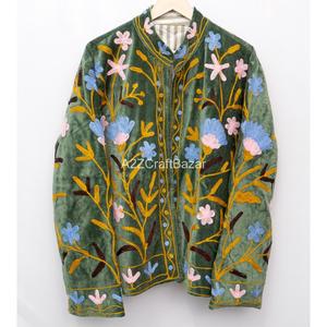 Indian Handmade Boho Woven Velvet Embroidered Breathable Eco-Friendly Winter Suzani Elegant Large Women's <b>Coat</b> - Product Image 1