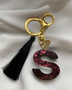 Porte-clés personnalisé en résine avec initiale, porte-clés fait main, breloque décorative colorée pour sac et cadeau unique - Product Image 2