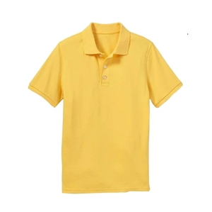 เสื้อโปโลเด็กผู้ชายสีฟ้าอ่อน ผ้าฝ้าย สำหรับชุดนักเรียนประถม แขนสั้น ผ้าถัก - Product Image 4