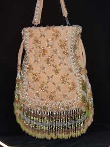 Pochette de soirée rectangulaire faite à la main pour femme, ornée de perles et de broderies d'inspiration orientale, avec sequins rétro - Product Image 2