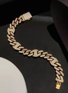 Pulsera de Diamantes de Lujo Chapada en Oro de 14K, Corte Brillante Redondo, Diamantes Sintéticos Cultivados en Laboratorio, Estilo Unisex para Uso Diario - Product Image 2