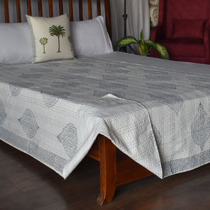 Indian Handmade Cotton Kantha <b>Throw</b> Twin Size 150x220 cm Hand Block Printed Hand Embroidered Quilt Bedspread Home Decor Supplier - Product Image 6