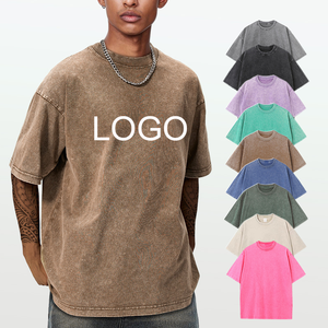 Camiseta Personalizada con Lavado Ácido para Hombre, Estilo Hip Hop, 100% Algodón, con Logotipo, Camisetas Lisas de Gran Gramaje, Estampado Vintage - Product Image 1