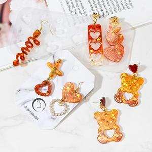 Love Heart Shaped Pendant With Hole Bear Earrings Eardrops Necklace Epoxy Resin <b>Silicone</b> Mold - Product Image 3