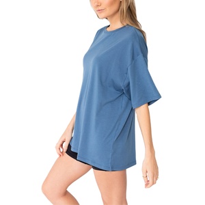 High Quality Lightweight Terry Women's Cotton <b>Crop</b> T Shirt Breathable Quick Dry Short Sleeve Casual Tee Crew Neck Summer Gym <b>Top</b> - Product Image 2