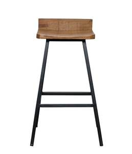 Tabouret de bar en bois et fer, conçu avec un plateau en bois massif et un support en fer thermolaqué - Product Image 1