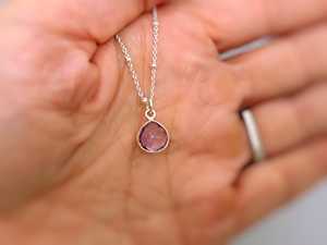 Collier en améthyste rose en argent sterling fait main, pendentif en pierre précieuse violette, bijou pierre de naissance de février, collier superposable pour femme - Product Image 5