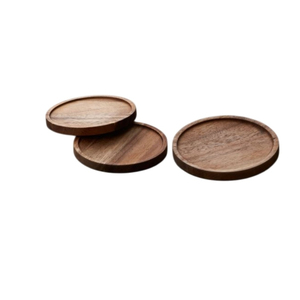 Wholesale Eco-Friendly Striped Wooden <b>Coaster</b> <b>Set</b> of 4 Handmade Natural Mango Wood Drink Mats for Modern Coffee Tables - Product Image 2