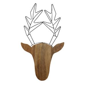 กวางเรนเดียร์สำหรับตกแต่งผนังทำจากเหล็กและไม้,สีดำดีไซน์หรูหราเคลือบด้วยผงสีดำด้านสวยงามสำหรับตกแต่งบ้าน - Product Image 1