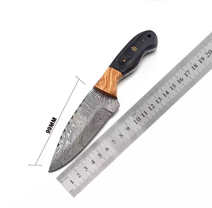 Couteau de chasse OEM en acier Damas de haute qualité, personnalisable, à pointe tombante, droit, multifonctionnel pour usage extérieur, vente en gros - Product Image 6