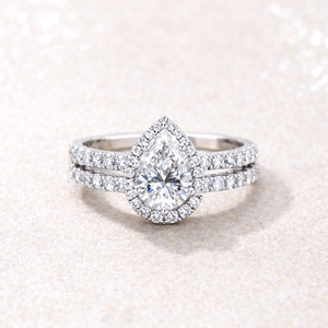 IGI Certified 1ct Pear Shape Lab Grown Diamond <b>Ring</b> Jewelry <b>Set</b> for Women 14K Solid <b>Gold</b> India - Product Image 3