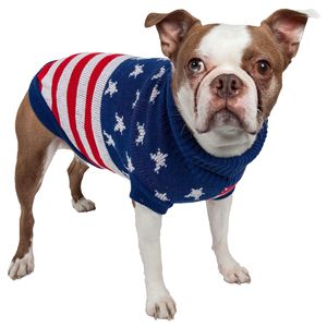 Suéter para Perro de Punto Grueso Patriot, Diseño de Estrella de la Independencia, Cuello Alto Acanalado, Ropa para Mascotas - Product Image 1