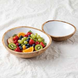 Juego de Tazones para Servir de Madera de Mango Esmaltada en Rosa Pálido, Tazón Redondo de Madera para Frutas y Ensaladas, Vajilla Elegante para la Mesa de Cocina - Product Image 4