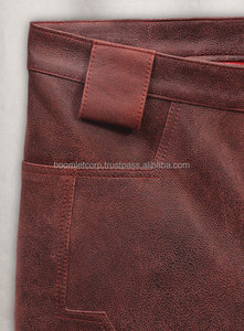 Pantalones de cuero de vaca genuino occidental americano de moda para hombres Pantalones de cuero de motorista Pantalones de cuero para hombres con cordones negros. - Product Image 3